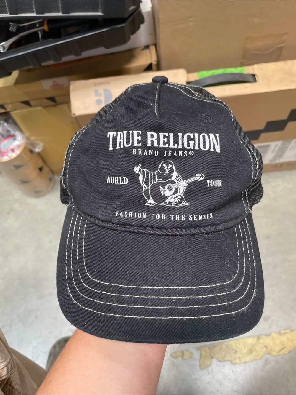 True Religion Trucker Buddha World Tour Hat Cap SnapBack Adjustable